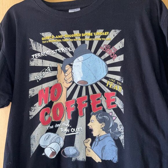 B C Collection Mens Tee Shirt Size Large Black No More Coffee Pure Cotton - Picture 2 of 11